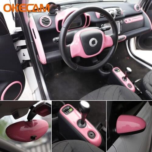 OKECAM For Mercedes Smart 451 Fortwo Car Interior Styling Pink ABS Plastic Decoration Modification Accessories 2009-2014