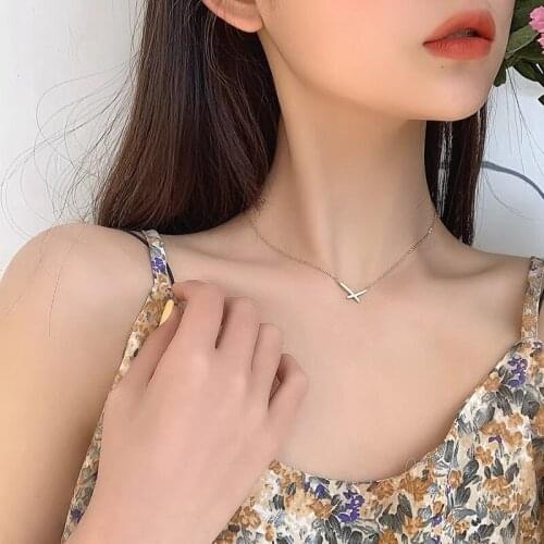 New Fashion Simple cross necklace female Simple Personality 925 Sterling Silver Jewelry Cute Necklaces