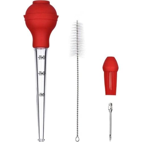 4Pcs Turkey Pipette Dropper BBQ Pump Pipe Dropper Sauce Oil Tube Turkey Needle with Cleaning Brush Barbecue Tools JA55