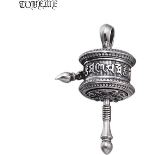Real 925 Silver Tibetan OM Mantra Prayer Wheel Pendant vintage sterling silver Tibetan Wheel pendant Buddhist prayer wheel