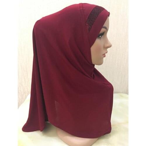 H063 Adults or big girls medium size 75*65cm pray hijab muslim hijab scarf islamic headscarf hat amira pull on headwrap