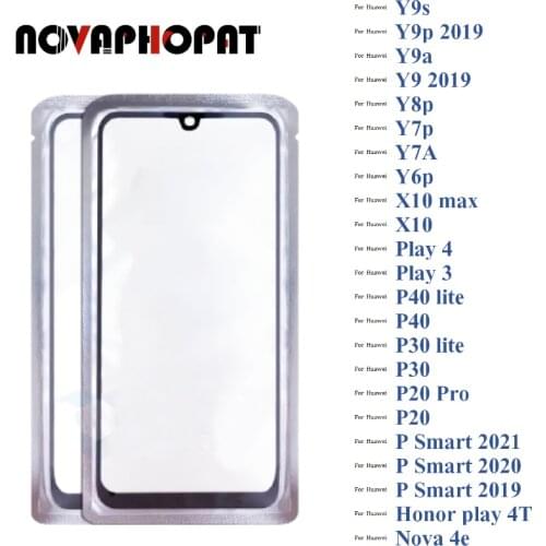 Front Digitizer LCD Sensor Glass + OCA For Huawei Y9s Y9p Y9a Y9 Y8p Y7p Y7A Y6p 2019 Play 3 4 Touch Screen Glass lens 10pcs/lot