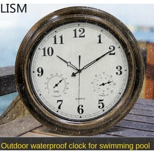 Outdoor Large Wall Clocks Retro Metal Waterproof Silent 18 Inch Wall Clock Modern Design Swimming Pool Shabby Chic Home Decor