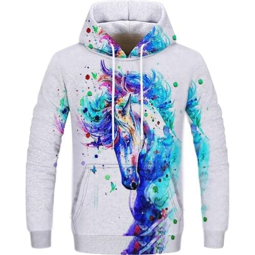 Van Gogh Inkjet Art 3D Animal Hoodies horse Pritned Sweatshirts Men Tracksuits Brand Hooded Pullover Loose street hoodie