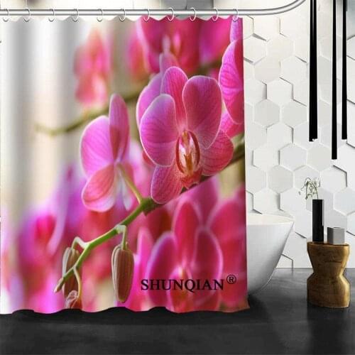 Custom Orchid Shower Curtain 12 Hooks For The Bathroom High Quality Polyester Fabric Bath Curtain 3D Printing
