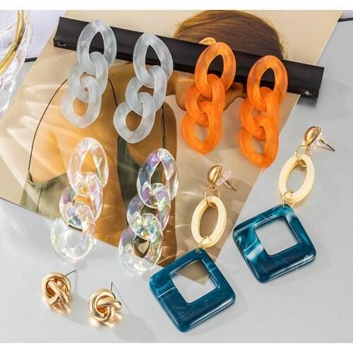 2021 New Trendy Acrylic Material Earrings For Women Statement Dangle Earings Bohemian Fashion Boho Jewelry Geometry Accessories