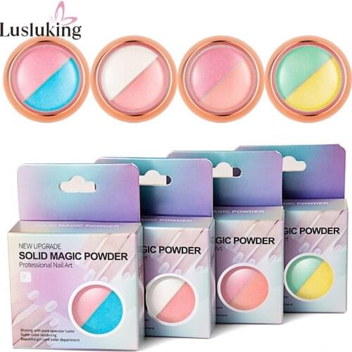 1Box Double Color Nail Art Solid Aurora Powder Chameleon Glitter Decorations Mirror Holographic Tool