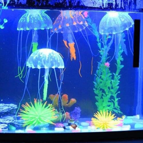 1pc Artificial Glowing Effect Jellyfish Fish Tank Aquarium Decor Mini Submarine Ornament Decoration Aquatic Pet Supplies L3