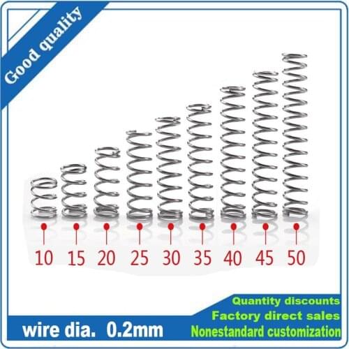 10pcs 304 Stainless Steel Coil Springs Wire dia 0.2mm*1.5mm 2mm 2.5 3 4mm*5-50mm Small Compression Spring Return Helica Springs