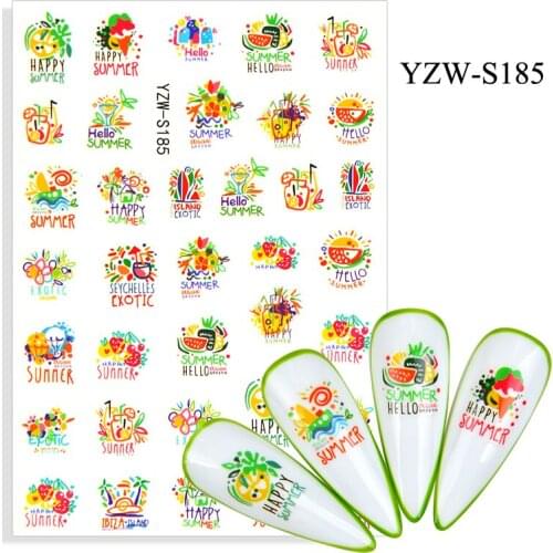 ZKO 13 Styles Fruit Nail Art Stickers Decals Lemon Strawberry Watermelon Nail Sticker For Nails Tips Beauty