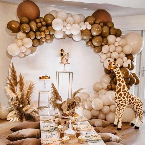 136Pcs Double Coffee Balloons Garland Kits Double Skin Latex Balloon Arch for Birthday Wedding Baby Shower Party Decor