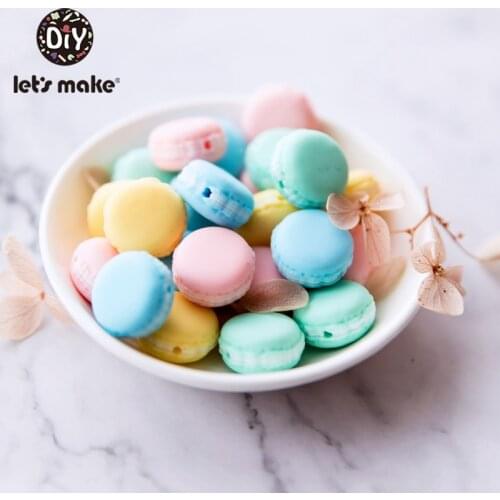 LetS Make 5Pc Silicone Teethers Macaron Toys For Kids Bpa Free Food Grade Silicone Teething Bead Diy Accessory Kids Chew Toys