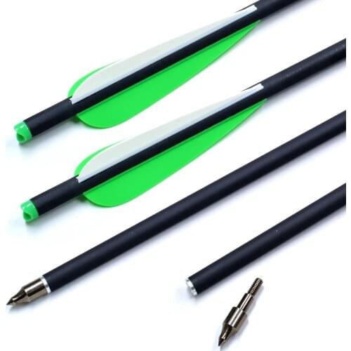 6/12/24Pcs Crossbow Bolt Arrows 17/20/22 Inches Mix Carbon Crossbow Arrow OD 8.8mm With Green Feather Archery Hunting Shooting