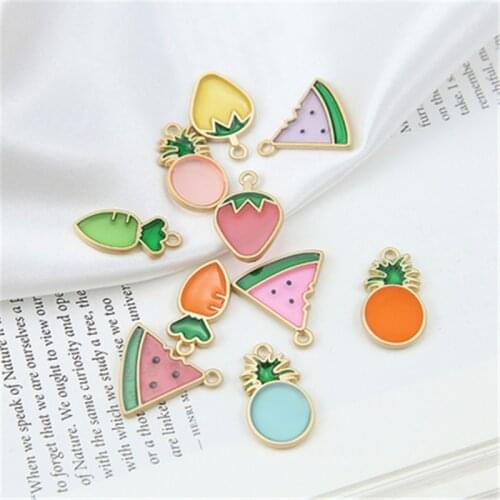 6pcs Korea New Cute Fruit Lady Earrings Sweet Watermelon Pendant Strawberry Pineapple Radish Earrings For Women Diy Accessories