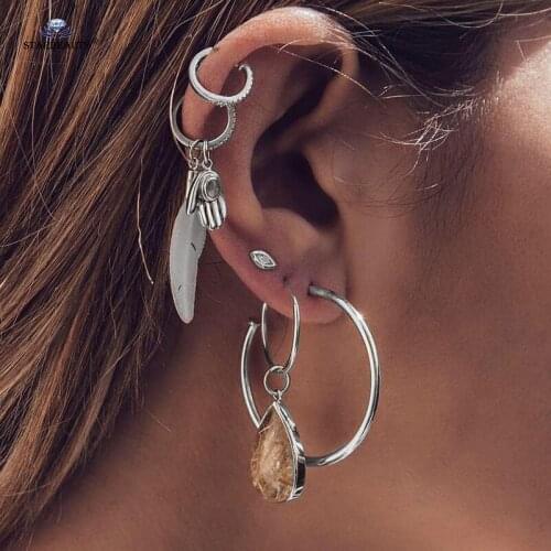 6 pcs/lot Trendy Water Drop Tea Bijoux Tragus Piercing Helix Piercing Ear Piercing Leaf Earrings Stud Pircing Women Body Jewelry