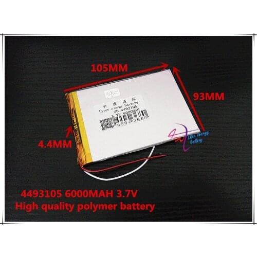 3.7V 6000mAH 4493105 Polymer lithium ion / Li-ion battery for tablet pc,power bank,GPS,speaker P85,VI40,A86