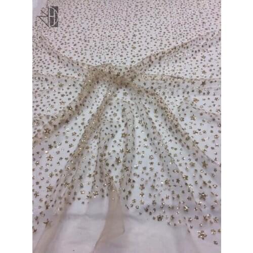 Shinny Wholesale & retail SYJ-792 glued glitter embroidered French lace fabric for party dress