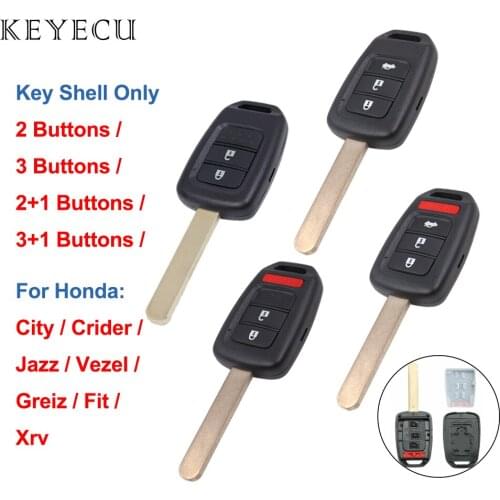 Keyecu 2 / 3 / 4 Buttons Car Remote Key Shell Case Cover for Honda City, Crider, Jazz, Vezel, Greiz, Fit, Xrv - Key Shell Only