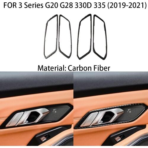 Carbon fiber car interior rear door handle decoration, suitable for BMW 3 Series G20 G28 2019 2020 2021 car stickers