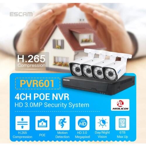 ESCAM PVR601 2MP 1080P 4CH POE NVR Kit