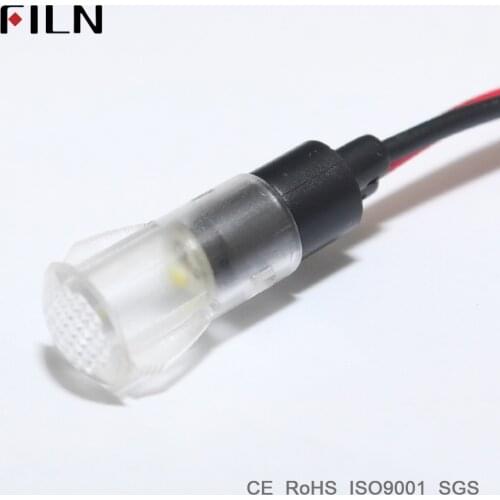 FILN 8mm 120v 220v 12v mini plastic led indicator light red bilue green white emergency signal lamp with wire