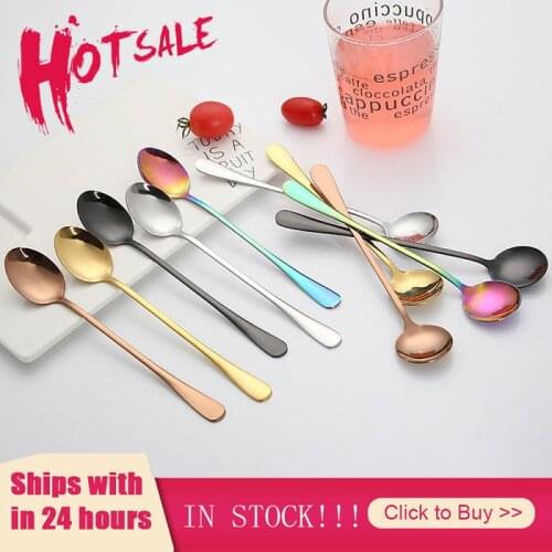 Stainless Steel Coffee Spoon Long Handle Ice Cream Dessert Tea Spoon for Picnic Drinkware Tableware Kitchen Accessories