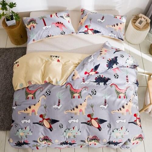 Hot Selling Home Bedroom Children Cartoon Dinosaur Family Bedding Set 3 Pieces Jurassic Printed Quilt Cover Pillowcase