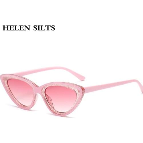 Cat eye Sunglasses Women Brand Crystal Pink lady Eyeglasses trend Hip Hop Party Sun Glasses Female Cool small Triangle Eyewear