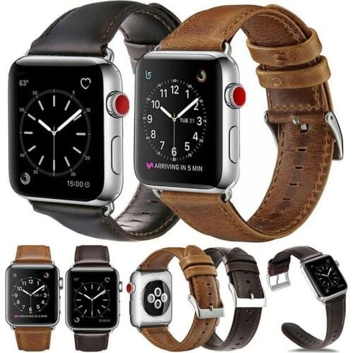 Crazy Horse Leather Strap For Apple Watch5/4/3/2/1 Bracelet Straps 38mm 40mm 42mm 44mm iwatch 5 4 Wristbands Accessories Band