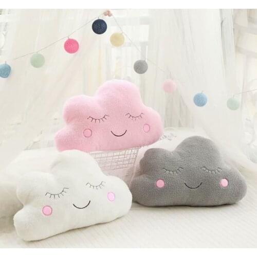 Creative Cute Cloud Soft Short Plush Stuffed Pillow Toy Smiley Face Cozy Back Cushion Pillows Home Sofa Car Cushions Decoration