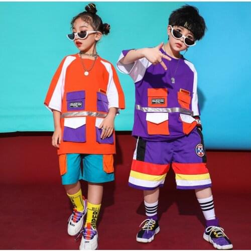 Summer Cool Kids Hip Hop Jazz Dancing Costumes for Girls Boys Ballroom Dance Clothes Oversized T Shirt Tops Jogger Short Pants