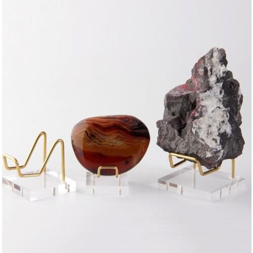 Metal Arm Mineral Stand Display Holder Rack Acrylic Support Base for Crystal Minerals Ores Agate Rocks for Home Office Show Room