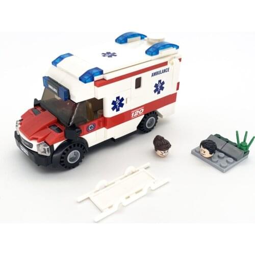 City Fireman Medical Ambulance Car Model Moc Building Blocks Nurse Figures Bricks Assembled Educational Toys For Children Gifts