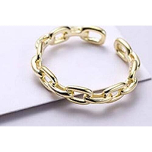 Fashion Geometric Linked Chain Belt Rings Gold Color Adjustable Open Rings For Women Punk Vintage Wedding Jewelry