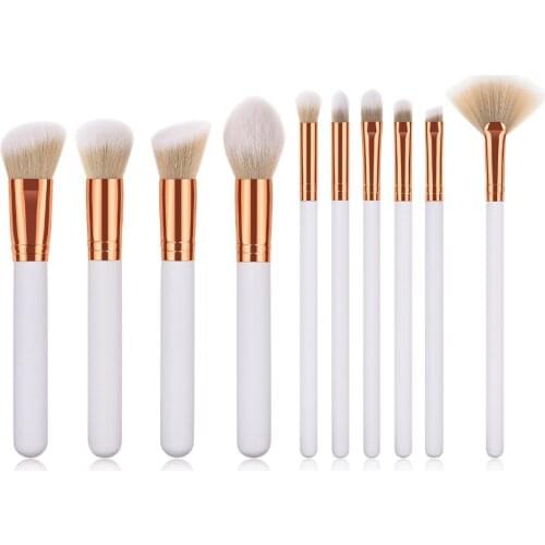 Makeup Brush Set White Foundation Blush Contour Blending Eyebrow Cosmetic Make Up Brushes Eyeshadow Fan Face Powder Brush Tools