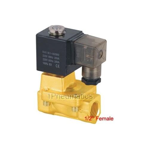 Free Shipping 1/2'' Normally Closed 2 way Pilot Diaphragm Brass Electric Water Solenoid Valve Air 1/2" BSP 13mm PU225-04 AC220V