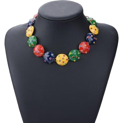 New Statement Colorful Rhinestones Oiled Metal Necklaces High-Quality Luxury Crystal Choker Jewelry Accessories For Women