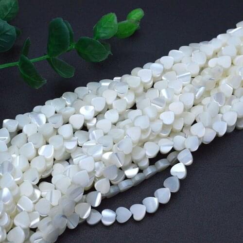 Wholesale High Quality 6mm White Heart Shape Natural Freshwater MOP Shell Beads Fit Bracelets Necklaces Jewelry DIY Making