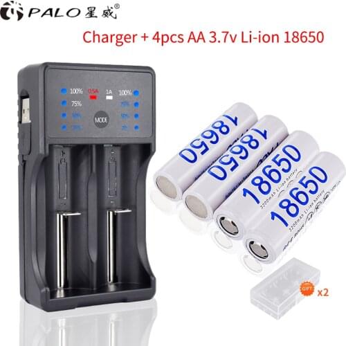 3.7v 18650 Rechargeable Battery 3200mah Li-ion 18650 Reachargeable Batteries with Led Charger for AA AAA 18650 14500 Battery