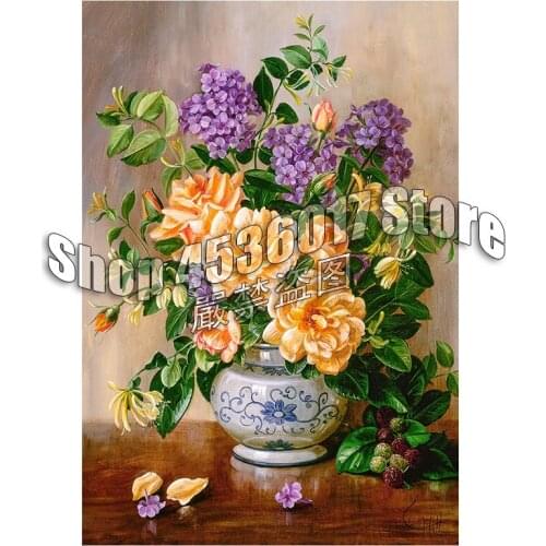 Full 5D DIY Diamond Painting Floral Flowers Still Life canvas Embroidery Cross Stitch Needlework Diamond Mosaic Decor Gift