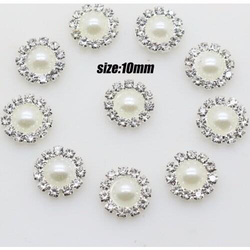 10 pcs/lot 10mm Round white/ivory Rhinestone buttons Wedding button diy accessories Hair Accessories Free Shipping