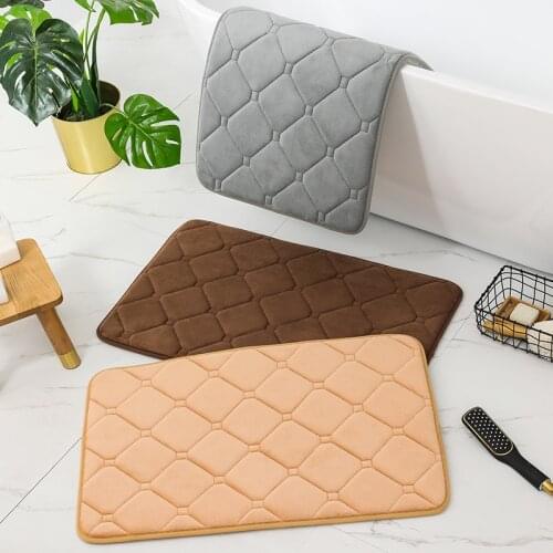 Strong Water Absorption Bath Mat Non-Slip Memory Foam Absorbent Toilet Floor Carpets Coral Fleece Kitchen Floor Rugs For Bedroom