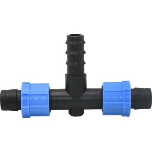 Garden hose 1/2 to 16mm drip tape tee Connector Lock nut T type water splitter 1/2" irrigation drip tape hose splitter 1 Pcs