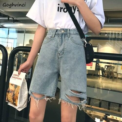 Shorts Women Trousers Holes Solid Ripped Fur-lined Chic Womens All-match Loose Ins Hip-hop Street Style Harajuku Denim Short New
