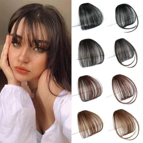 AZIR Synthetic Air Bangs Heat Resistant Hairpieces Hair Women Natural Short Black Brown Bangs Hair Clips For Extensions