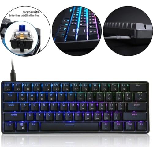 61 Key Mechanical Keyboard USB Wired LED Backlit Axis Gaming Mechanical Keyboard For Desktop Jy21 20 Dropship