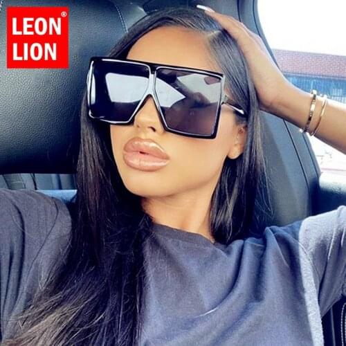 LeonLion Square Oversized Sunglasses Women Luxury Brand Glasses for Women/Men Retro Eyeglasses Women Mirror Gafas De Sol Mujer