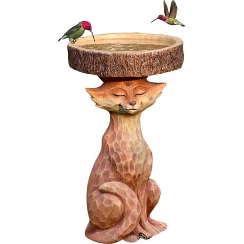 Outdoor Bird Bath Bowl Resin Fox Crafts Hummingbirds Water Feeder For Parakeet Bird Pet Cage Hanging Bowl Parakeet