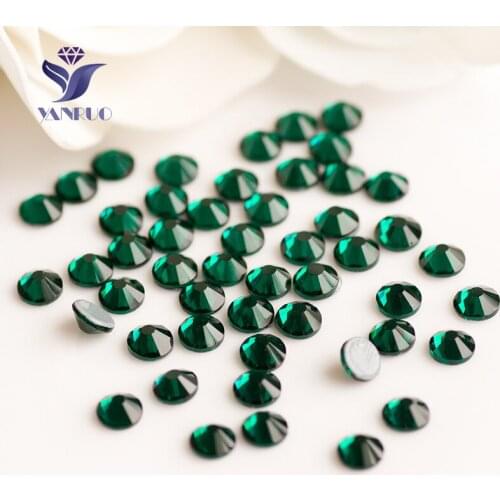 YANRUO 2058HF SS16 3.8-4.0mm Emerald Adhesive flatback Rhinestones Strass Hot fix Glass Stone vestido