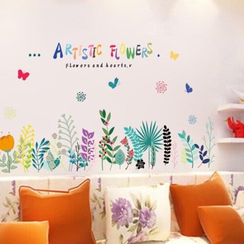 Vivid Colorful plant leaves wall stickers study room living room bedroom childrens room background wall decoration